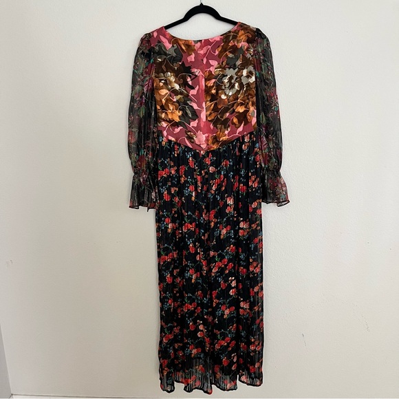Whimsigoth Sheer Floral Long Sleeve Midi Dress Romantic Garden Style - Picture 4 of 15